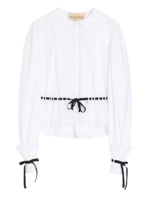Valentino Garavani sangallo-embroidered ribbon-detailed shirt - White - zdjęcie produktu nr 1