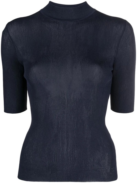 Tory Burch short-sleeve ribbed-knit top - Blue - zdjęcie produktu nr 1