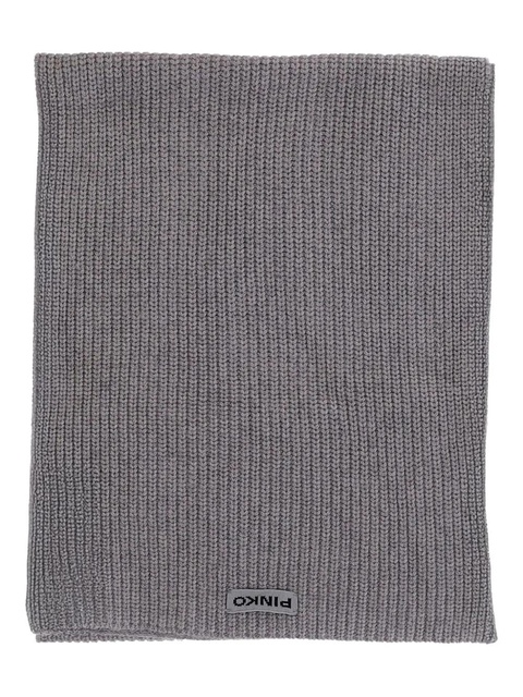 PINKO ribbed logo-label scarf - Grey - zdjęcie produktu nr 1