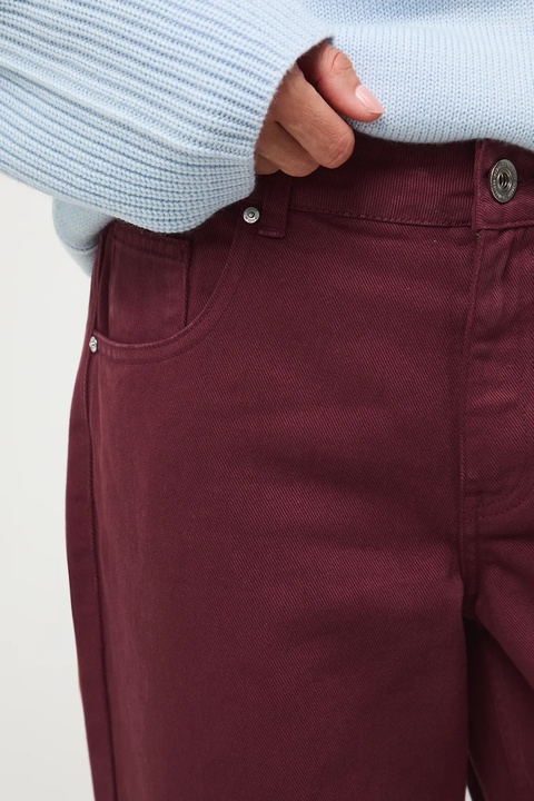 Medicine jeansy bawełniane damskie kolor bordowy - zdjęcie produktu nr 2