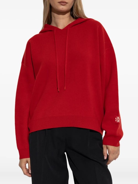 Tory Burch logo-embroidered knitted hoodie - zdjęcie produktu nr 1