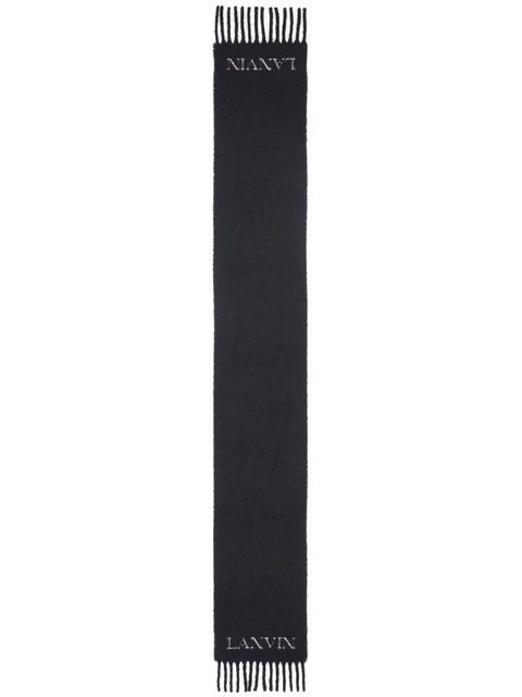 Lanvin jacquard logo motif fringed scarf - Black - zdjęcie produktu nr 1