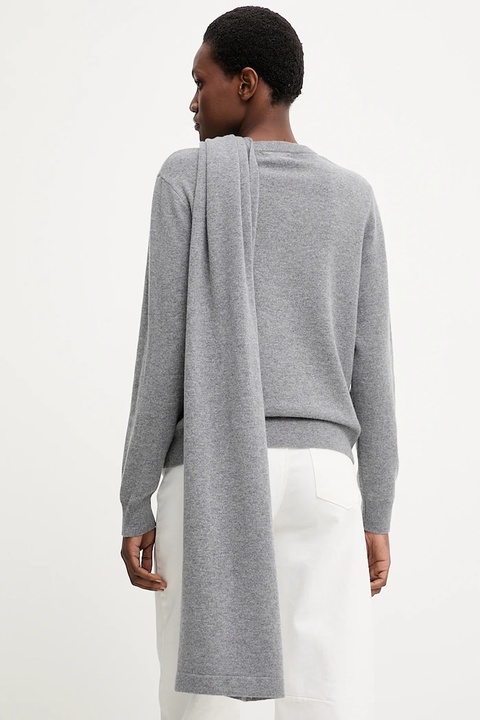 Answear.LAB sweter z wełny merino z szalem damski kolor szary lekki - zdjęcie produktu nr 2