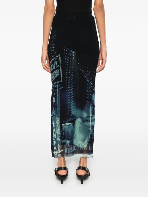 Jean Paul Gaultier Pigalle-print maxi skirt - Blue - zdjęcie produktu nr 2