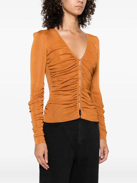 Self-Portrait V-neck gathered top - Orange - zdjęcie produktu nr 2