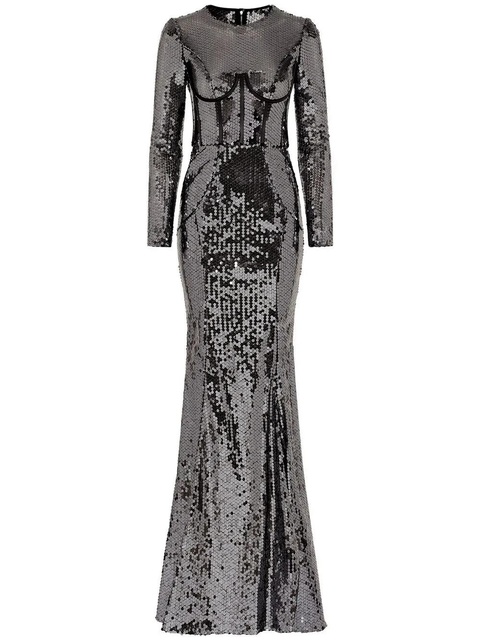 Dolce & Gabbana corset-detail sequinned gown - Black - zdjęcie produktu nr 1