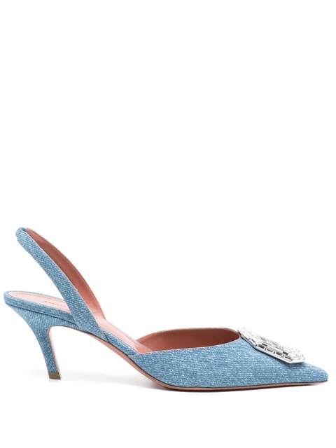 Amina Muaddi 60mm Camelia gem-embellished pumps - Blue - zdjęcie produktu nr 1