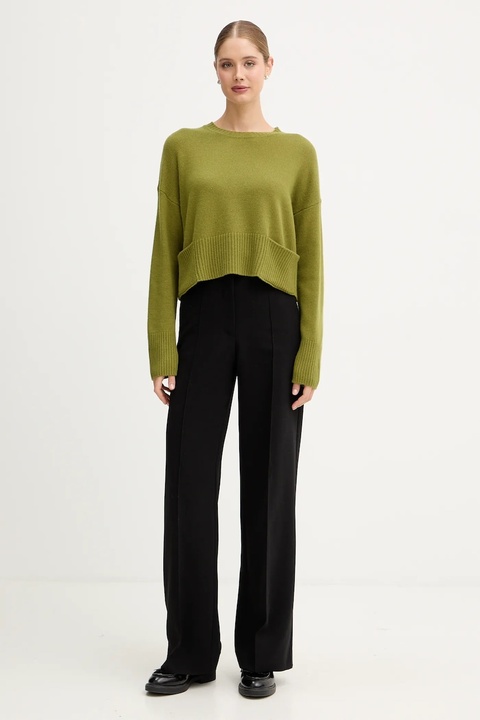 United Colors of Benetton sweter z dodatkiem wełny damski kolor zielony lekki 126WD10E4 - zdjęcie produktu nr 2