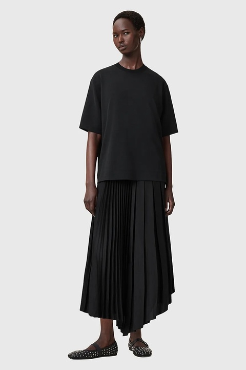 AllSaints sukienka i t-shirt JAX kolor czarny maxi rozkloszowana W326DB - zdjęcie produktu nr 1