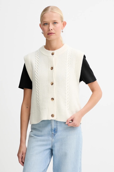 Levi's kamizelka z dodatkiem wełny damski kolor beżowy ciepły 0038D - zdjęcie produktu nr 1