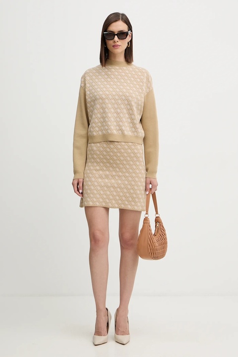 Guess sweter z domieszką wełny AUBREY damski kolor beżowy z półgolfem W5BR23 Z3JD2 - zdjęcie produktu nr 2
