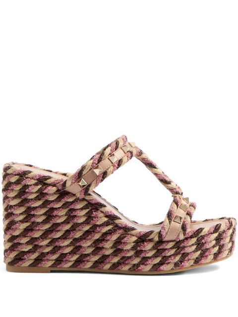 Valentino Garavani 90mm Rockstud wedge sandals - Neutrals - zdjęcie produktu nr 1