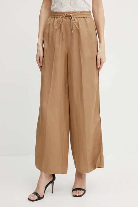 Karl Lagerfeld spodnie damskie kolor brązowy szerokie high waist A2W10016 - zdjęcie produktu nr 1