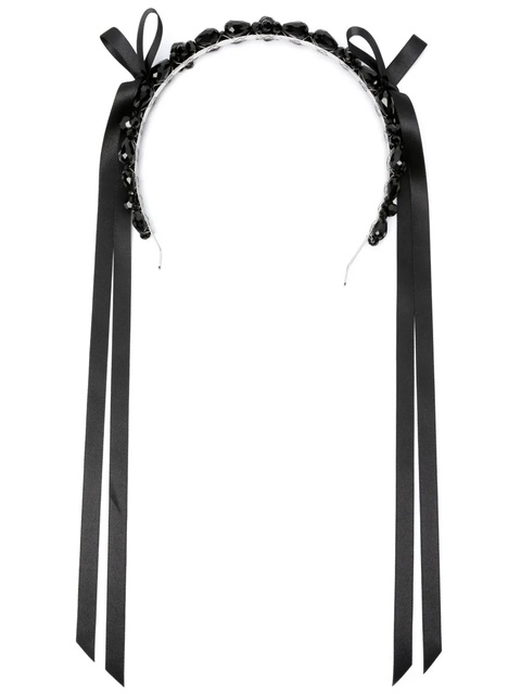 Simone Rocha daisy crystal bow ribbon headband - Black - zdjęcie produktu nr 1