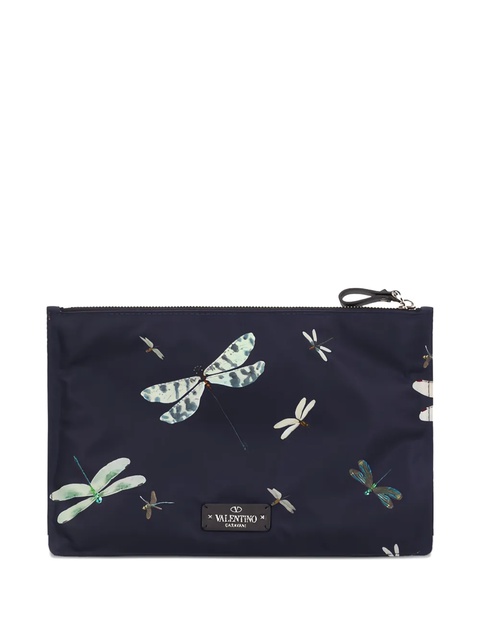 Valentino Garavani dragonfly-print clutch bag - Black - zdjęcie produktu nr 2