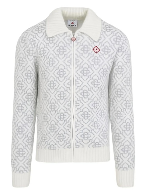 Casablanca patterned zip knitwear - White - zdjęcie produktu nr 2