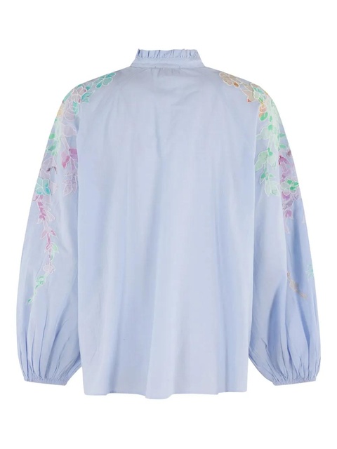 Essentiel Antwerp floral-embroidered balloon-sleeve top - Blue - zdjęcie produktu nr 2