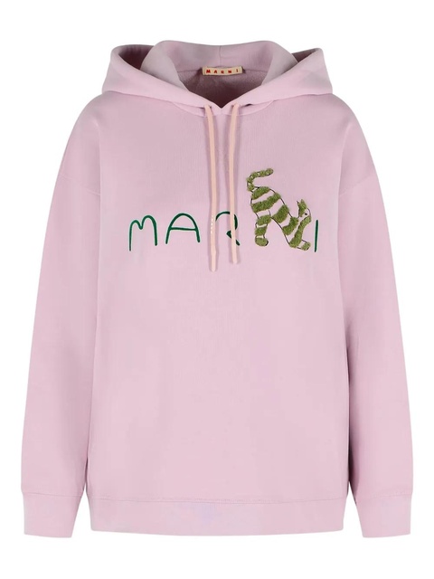 Marni drawstring-logo hoodie - Pink - zdjęcie produktu nr 1