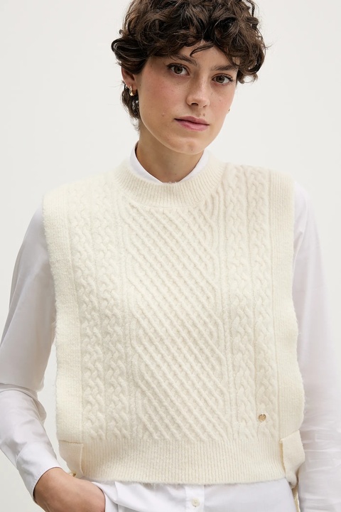 Pedro del Hierro kamizelka damski kolor beżowy lekki 4962459 - zdjęcie produktu nr 2