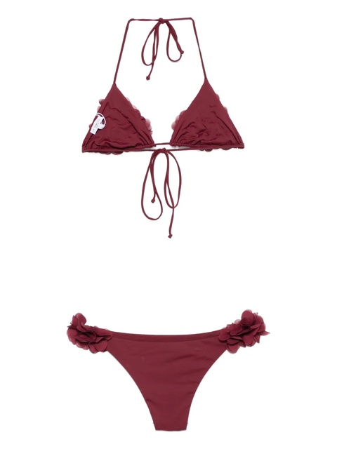 La Reveche Shayna flower-embellished bikini - Red - zdjęcie produktu nr 1