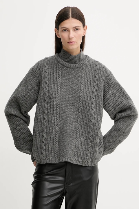 G-Star sweter wełniany 0 damski kolor szary ciepły z golfem D27730.D770 - zdjęcie produktu nr 1