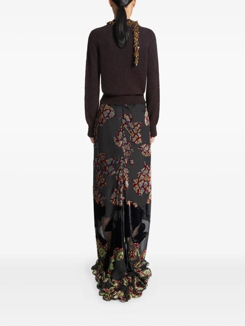 DRIES VAN NOTEN floral-print ruffled skirt - Black - zdjęcie produktu nr 2