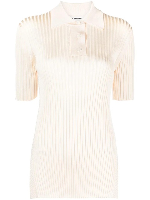 Jil Sander wide-ribbed polo shirt - Neutrals - zdjęcie produktu nr 1
