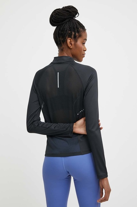 Reebok bluza do biegania kolor czarny gładka 100075413 - zdjęcie produktu nr 2