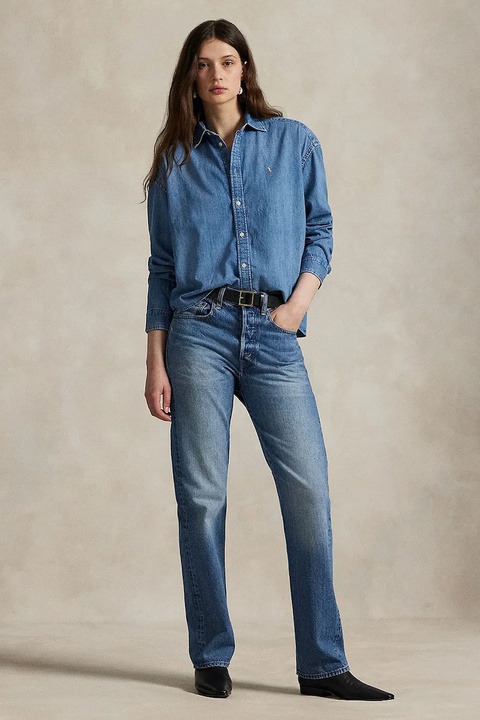 Polo Ralph Lauren koszula jeansowa damska kolor niebieski relaxed z kołnierzykiem klasycznym 211969457 - zdjęcie produktu nr 2