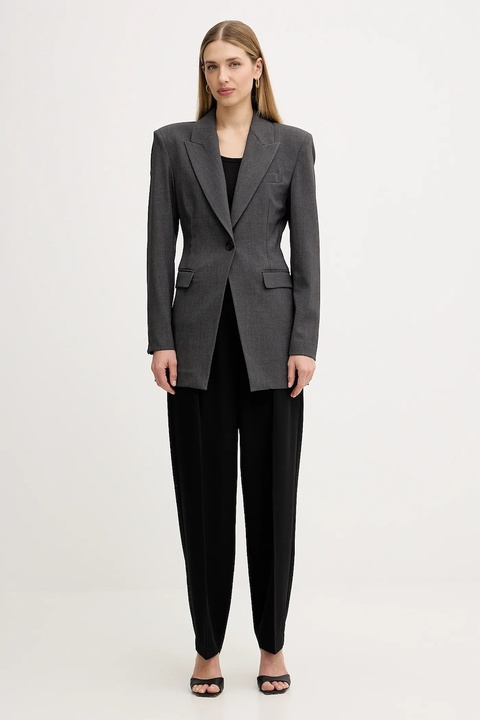 Pinko marynarka kolor szary jednorzędowa gładka 106097 A2ZT - zdjęcie produktu nr 2