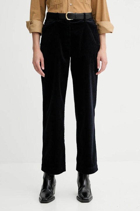 Marc O'Polo spodnie sztruksowe damskie kolor granatowy proste high waist 511104110441 - zdjęcie produktu nr 1