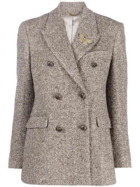 Golden Goose double-breasted herringbone-pattern jacket - Brown - zdjęcie produktu nr 1