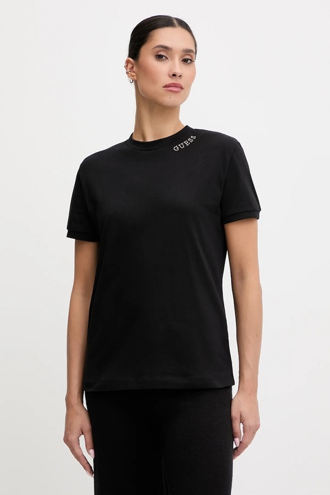 Guess t-shirt bawełniany CLELIA damski kolor czarny V5BI12 K8FQ4 - zdjęcie produktu nr 2