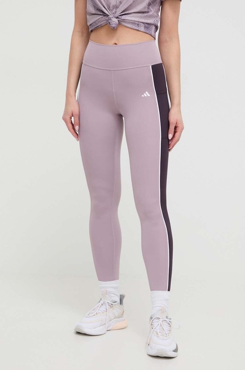 adidas Performance legginsy treningowe Optime kolor fioletowy wzorzyste IN5888 - zdjęcie produktu nr 1