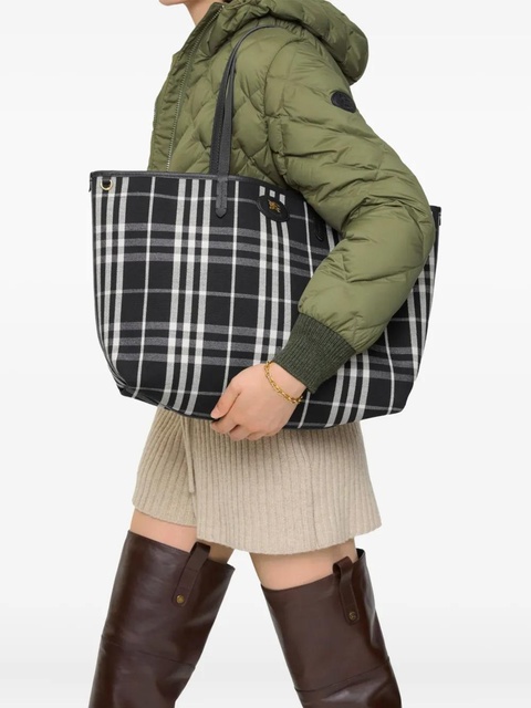 Burberry Medium Bloomsbury reversible check tote bag - Black - zdjęcie produktu nr 1