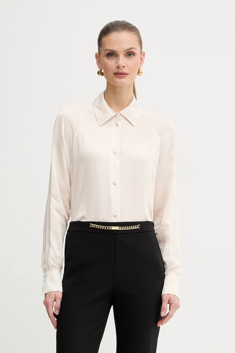 Armani Exchange koszula damska kolor beżowy relaxed z kołnierzykiem klasycznym XW000666 AF16121 - zdjęcie produktu nr 1