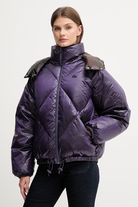 Lacoste kurtka puchowa kolor fioletowy zimowa oversize BF5326 - zdjęcie produktu nr 1