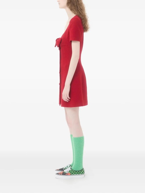 Valentino Garavani bow-detail tweed mini dress - Red - zdjęcie produktu nr 2