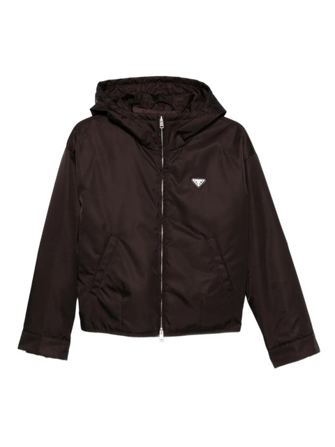 Prada logo-plaque hooded jacket - Brown - zdjęcie produktu nr 1