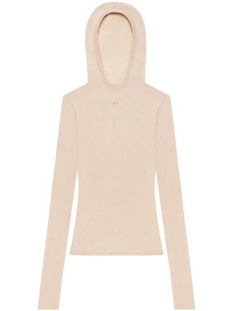 Courrèges hooded knitted top - Neutrals - zdjęcie produktu nr 1