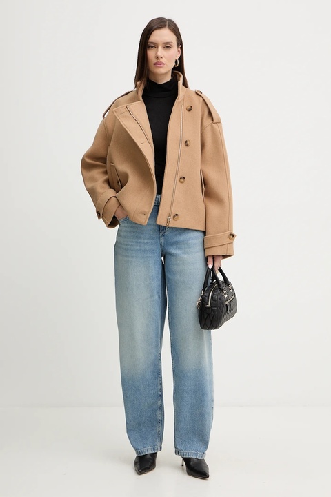 Guess sweter ANITA damski kolor czarny lekki z półgolfem W4BP14 KCGM2 - zdjęcie produktu nr 2