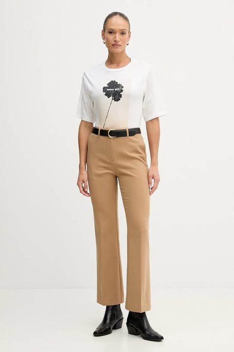 Sisley t-shirt bawełniany damski kolor beżowy 3I1XL107Y - zdjęcie produktu nr 2