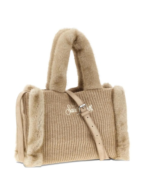 MC2 Saint Barth Colette shearling-trim knitted tote bag - Neutrals - zdjęcie produktu nr 2