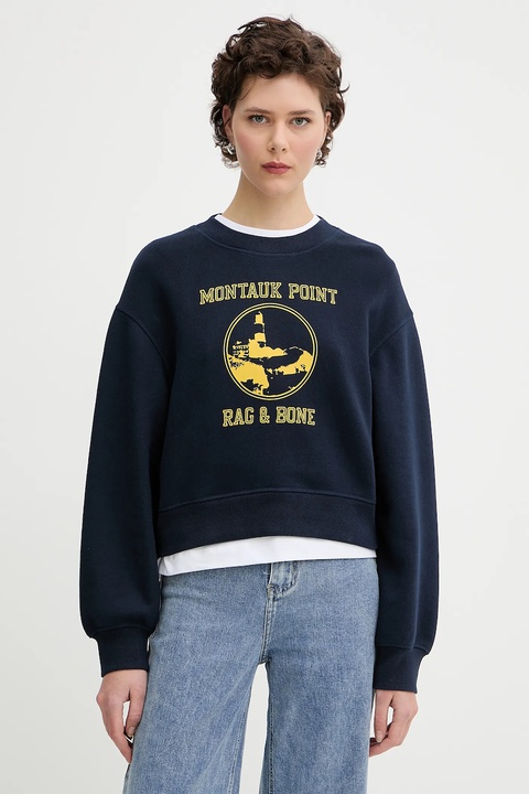 Rag & Bone bluza damska kolor granatowy z nadrukiem WCC25PH021V121 - zdjęcie produktu nr 1
