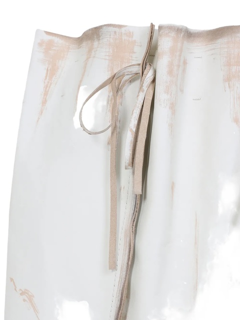 Prada tie-detail painted leather skirt - White - zdjęcie produktu nr 2