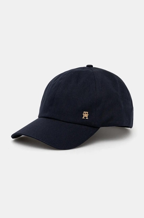 Tommy Hilfiger czapka z daszkiem bawełniana kolor granatowy gładka AW0AW17138 - zdjęcie produktu nr 1