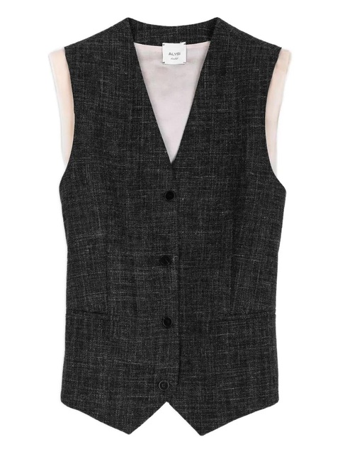 Alysi buttoned V-neck waistcoat - Grey - zdjęcie produktu nr 2