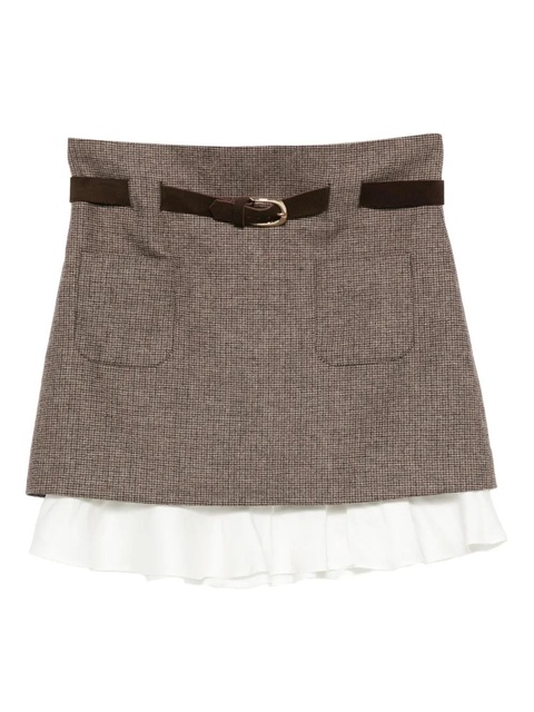 SANDRO check-pattern layered mini skirt - Brown - zdjęcie produktu nr 1