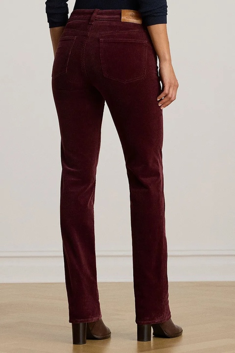 Lauren Ralph Lauren spodnie sztruksowe damskie kolor bordowy dzwony medium waist 200881935 - zdjęcie produktu nr 2