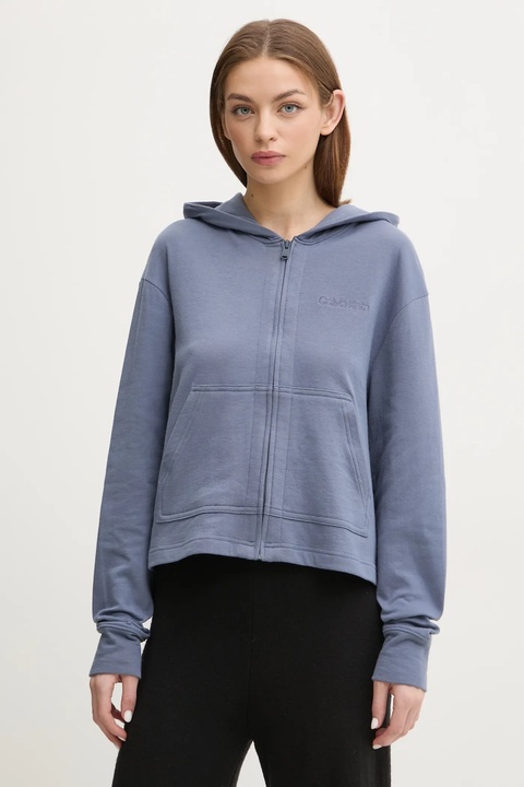 Calvin Klein Underwear bluza damska kolor niebieski z kapturem gładka LV00QS7504 - zdjęcie produktu nr 2